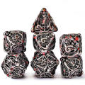 Hollow Polyhedron DND 7pcs Metal dice Skull Style